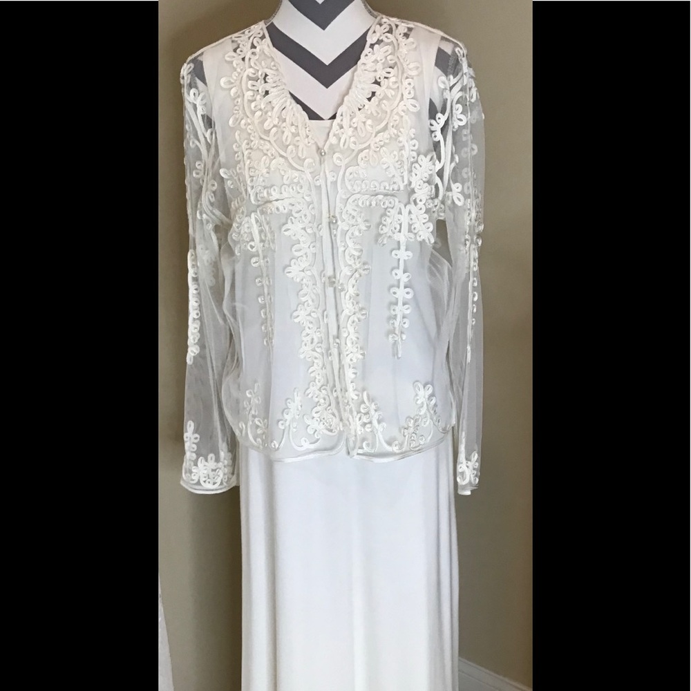 Valenti Long Formal Special Occasion Dress With Ribbon Jacket